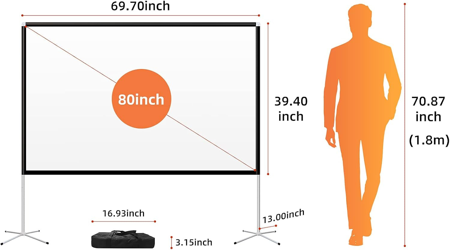 Portable Projector Screen with Stand Outdoor: Camping Projection Screen 80 Inch