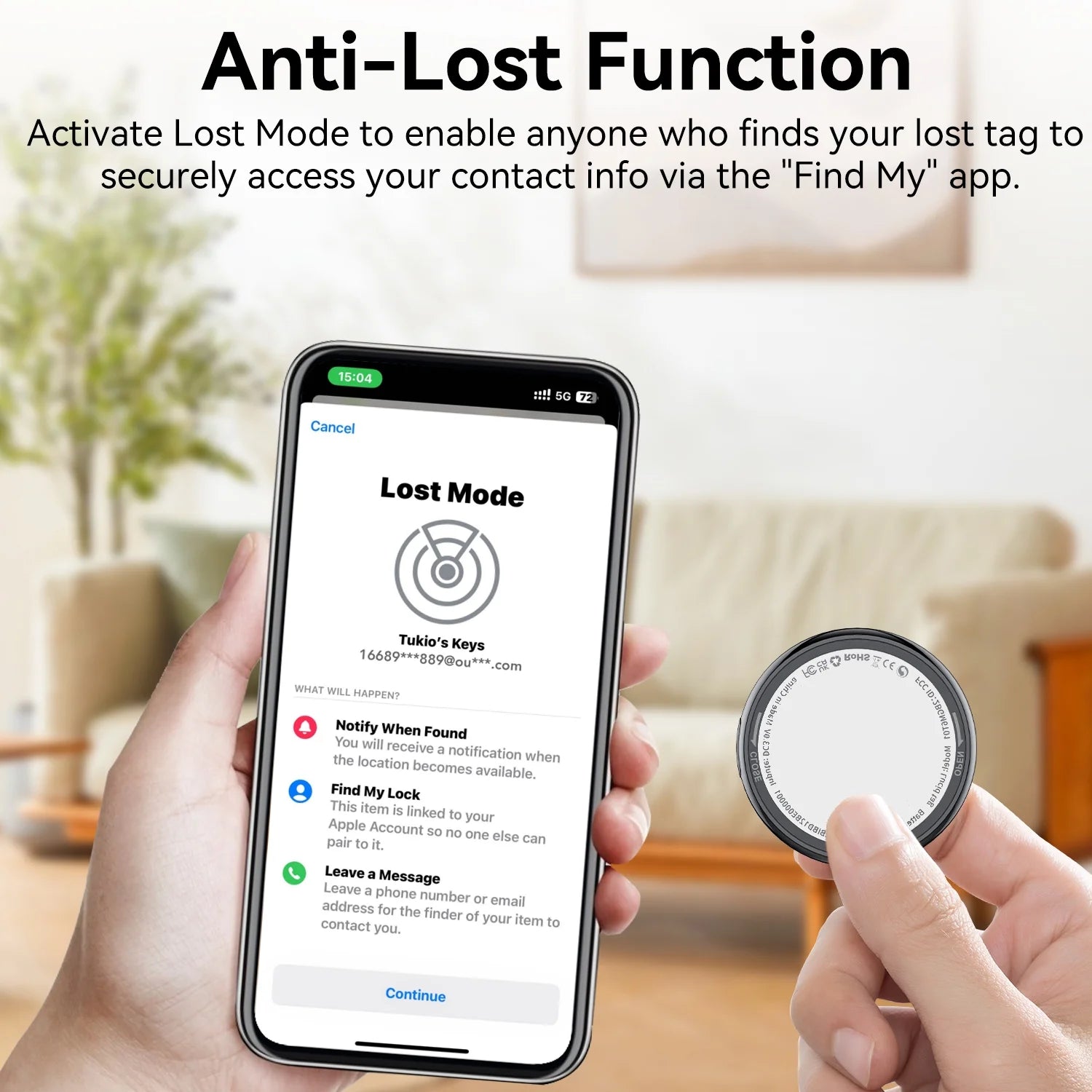Bluetooth Tracker, Smart Air Tracker Tags-1 Pack, Key Finder and Item Locator Works with Find My (Ios Only), with Protective Case/Key Ring/Lanyard, Tracker Tag for Keys/Luggage/Wallet, Etc.