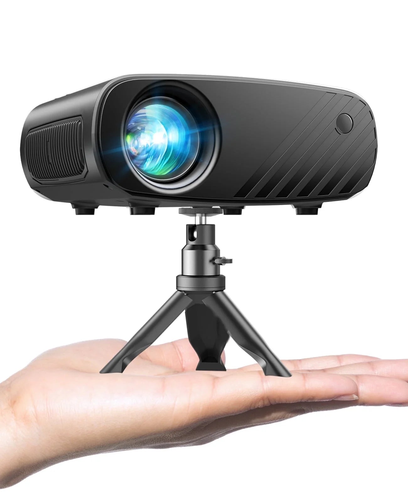 Portable Projector for Iphone, 1080P HD Projector 8000L with Tripod, Supporting Android/Ios/Windows, for Movies