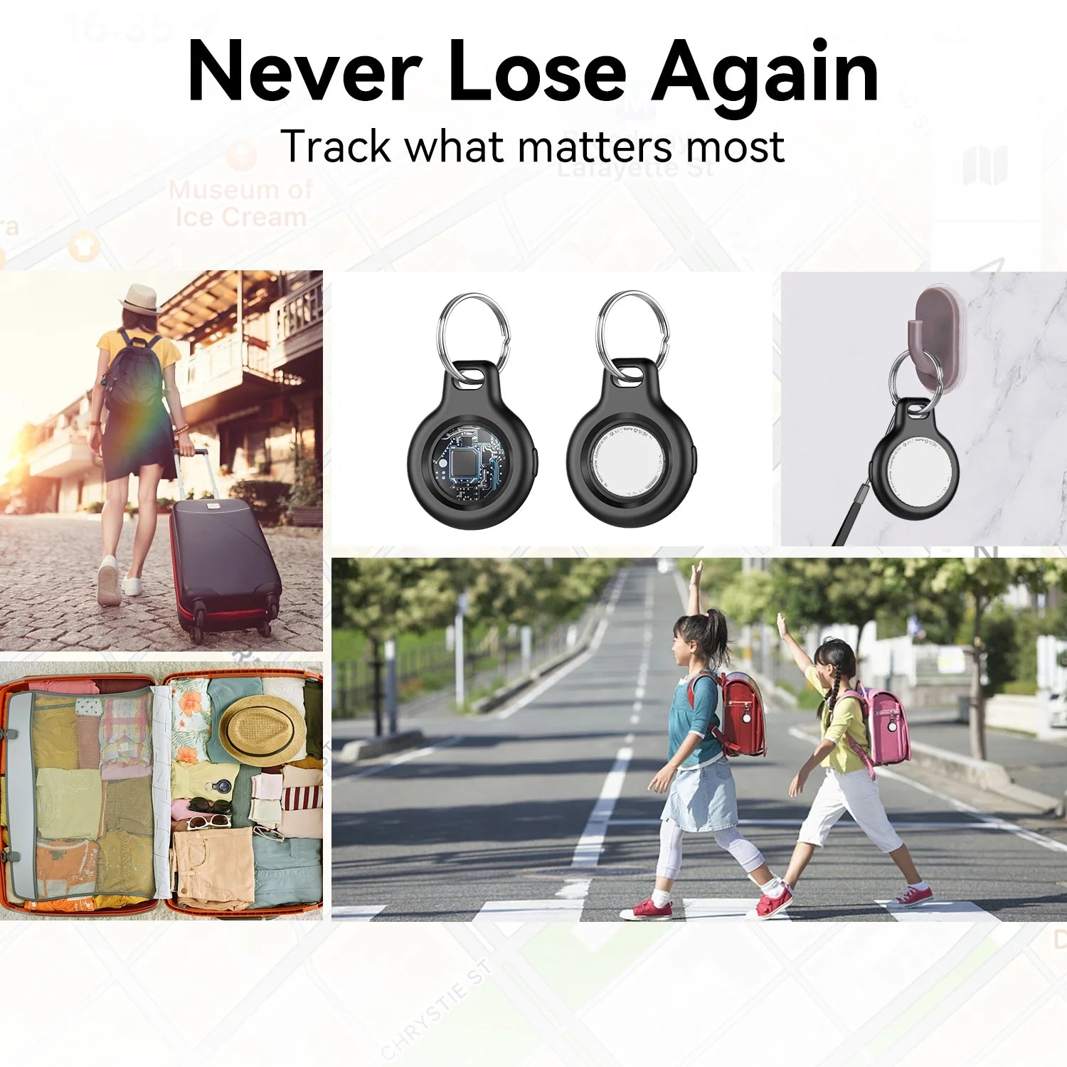Bluetooth Tracker, Smart Air Tracker Tags-1 Pack, Key Finder and Item Locator Works with Find My (Ios Only), with Protective Case/Key Ring/Lanyard, Tracker Tag for Keys/Luggage/Wallet, Etc.