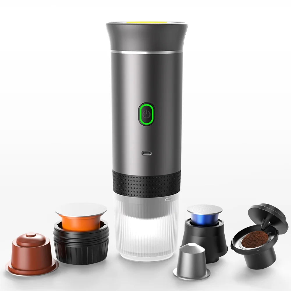Portable Espresso Maker, 3-In-1 Travel Coffee Machine for Ground Coffee/Ns/Dg Capsules, 20 Bar Self-Heating Coffee Maker with USB-C for Car Camping Home Office