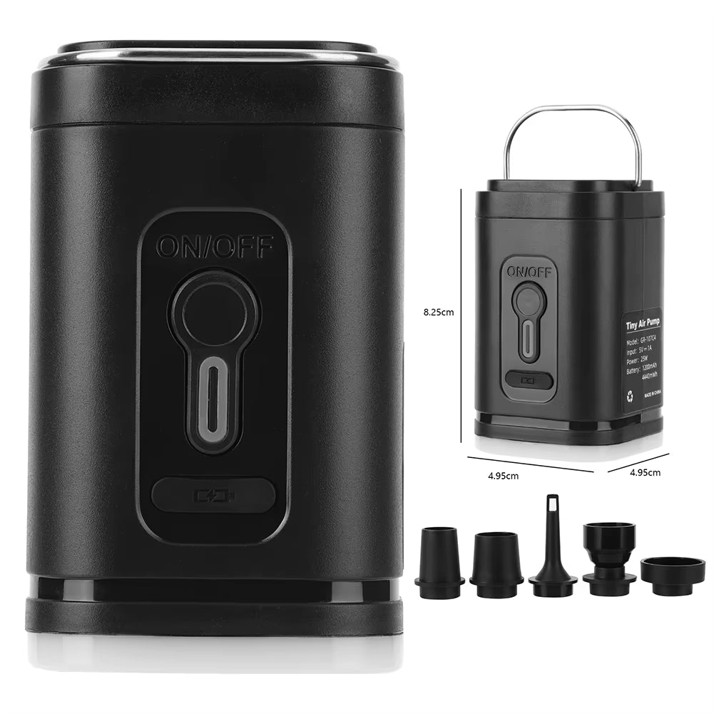 Electric Air Pump Camping Light 3 Lighting Modes Mini Inflate Deflate Pump Rechargeable for Air Beds Boat Swimming Ring