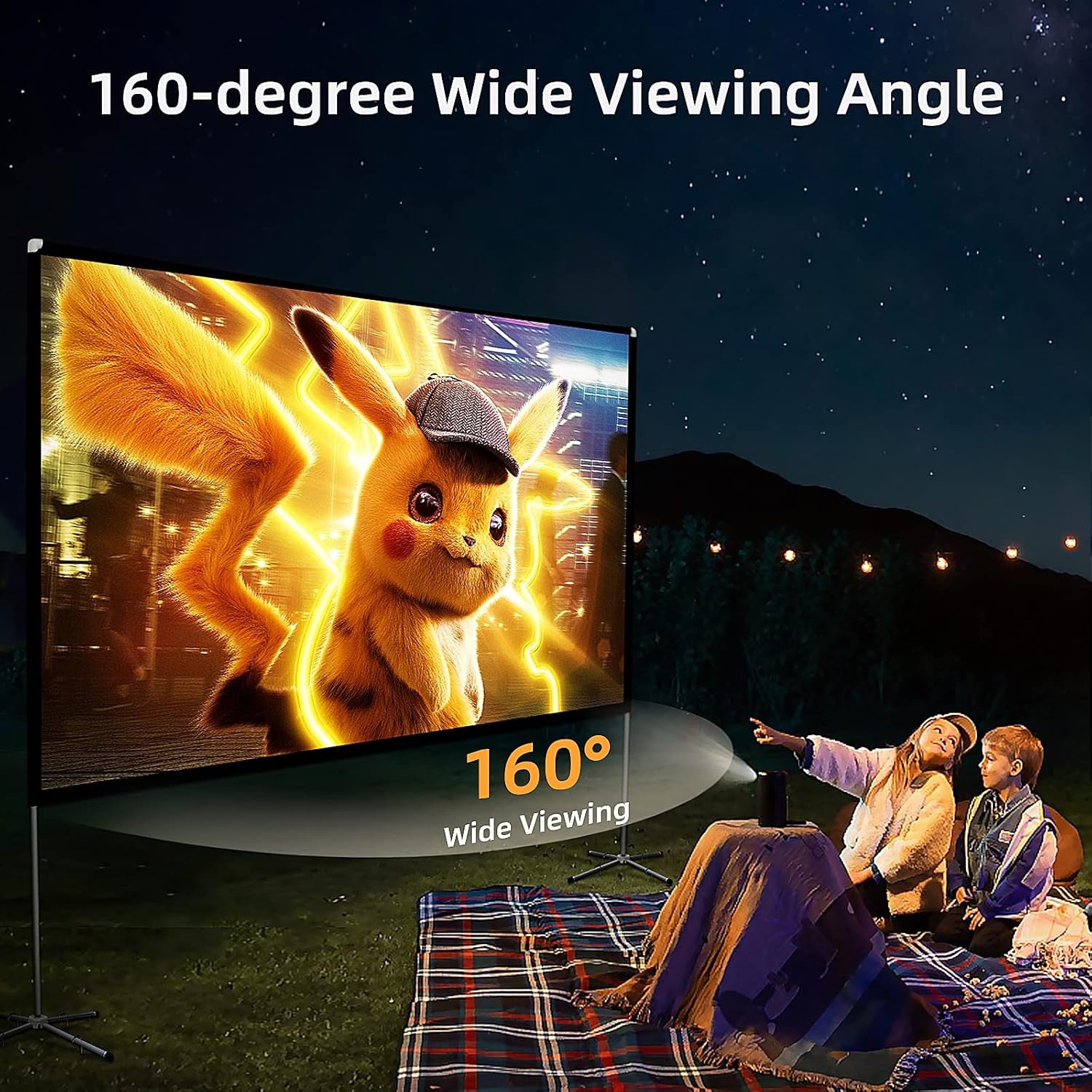 Portable Projector Screen with Stand Outdoor: Camping Projection Screen 80 Inch