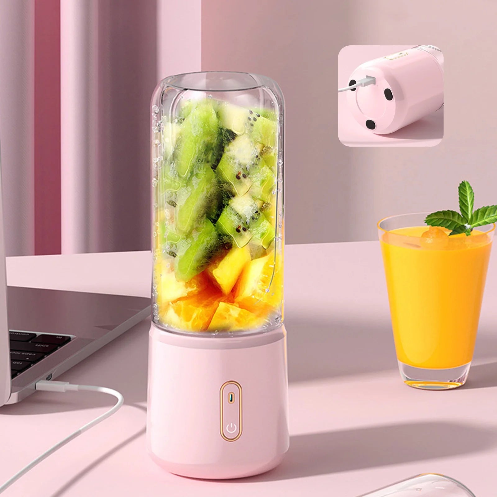 Home Essentials Kitchen Small Appliances Portable Blenders , Blenders for Shakes And, Fruit Juicer USB Rechargeable with 6 Blades, Handheld Blenders for Sports Travel and Outdoors Clearance