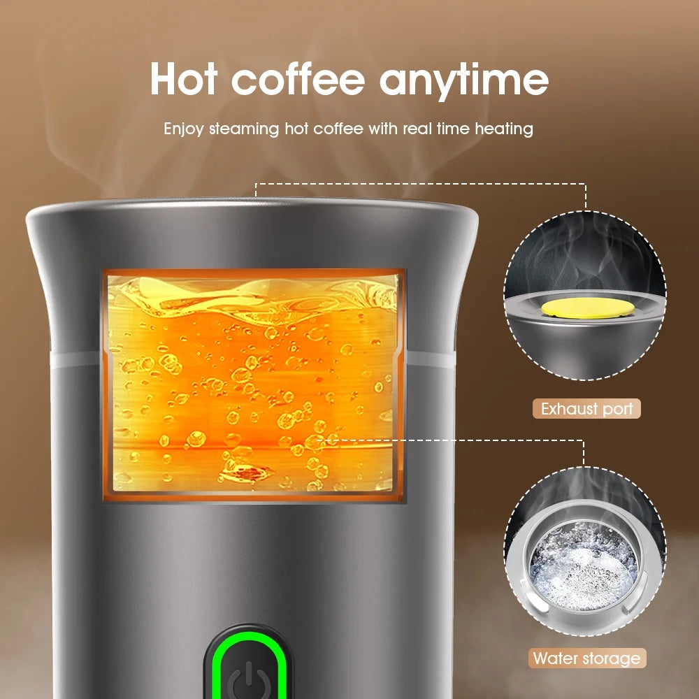 Portable Espresso Maker, 3-In-1 Travel Coffee Machine for Ground Coffee/Ns/Dg Capsules, 20 Bar Self-Heating Coffee Maker with USB-C for Car Camping Home Office