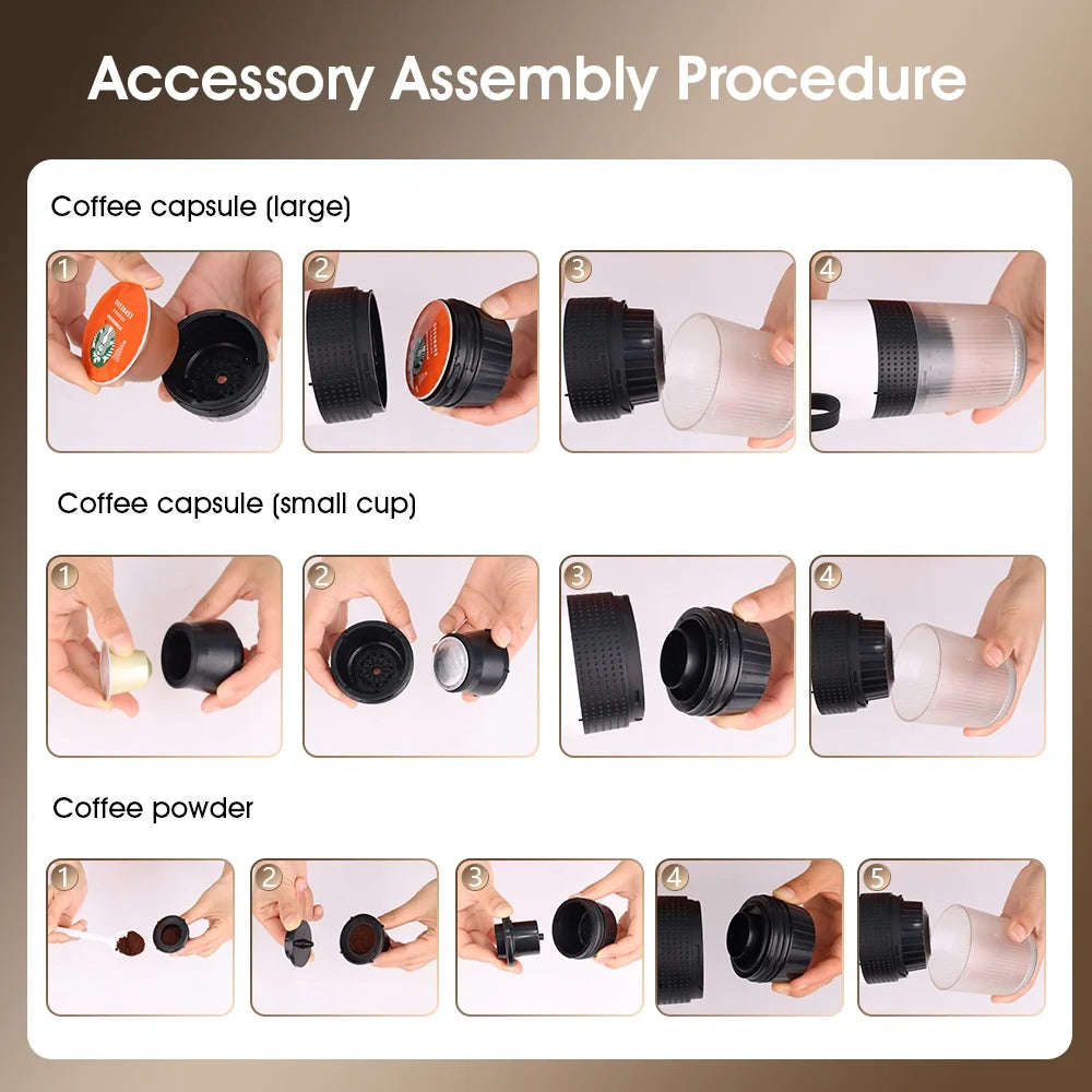 Portable Espresso Maker, 3-In-1 Travel Coffee Machine for Ground Coffee/Ns/Dg Capsules, 20 Bar Self-Heating Coffee Maker with USB-C for Car Camping Home Office