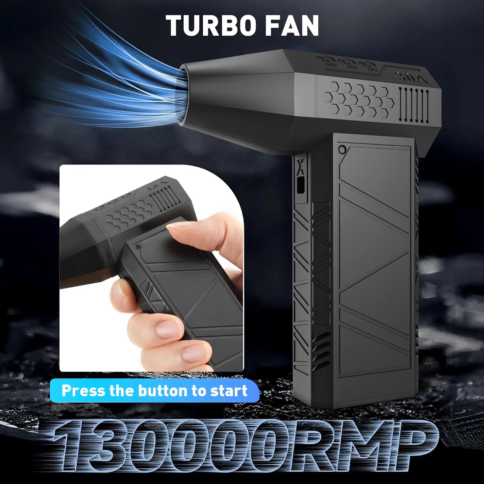 Compressed Air Duster, 130000RPM Cordless Electric Air Blower for Computer, 3-Gear Adjustable Power Dust Cleaner, Rechargeable Portable Mini Blower for Electronics, Keyboard&Car