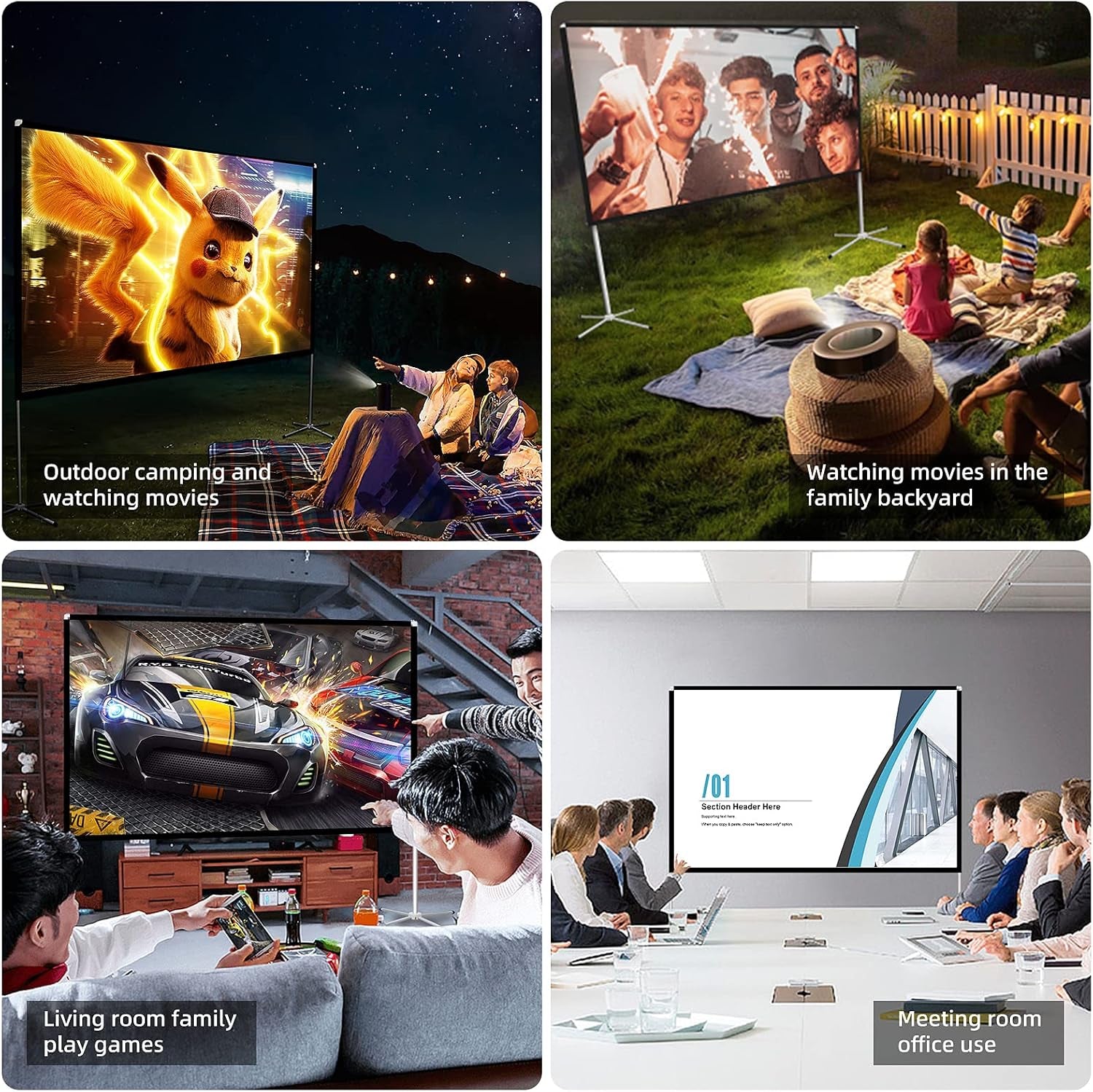 Portable Projector Screen with Stand Outdoor: Camping Projection Screen 80 Inch
