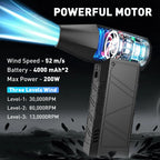 Compressed Air Duster, 130000RPM Cordless Electric Air Blower for Computer, 3-Gear Adjustable Power Dust Cleaner, Rechargeable Portable Mini Blower for Electronics, Keyboard&Car