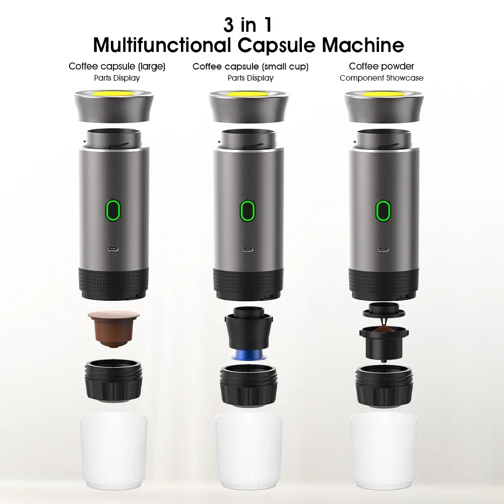 Portable Espresso Maker, 3-In-1 Travel Coffee Machine for Ground Coffee/Ns/Dg Capsules, 20 Bar Self-Heating Coffee Maker with USB-C for Car Camping Home Office