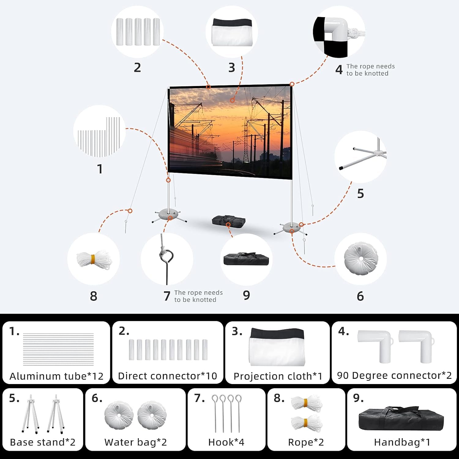 Portable Projector Screen with Stand Outdoor: Camping Projection Screen 80 Inch