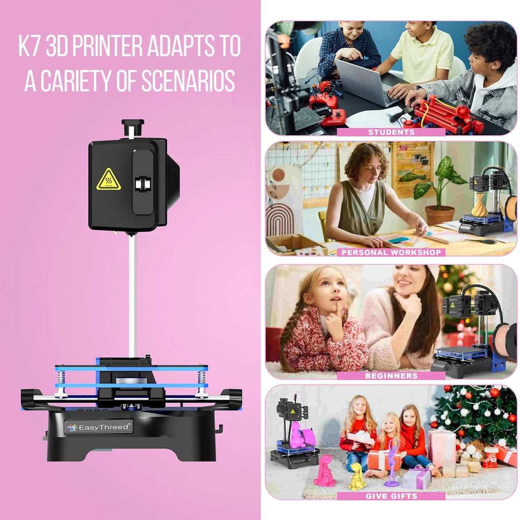 K7 3D Printer High Precision Desktop Mini 3D Printing Machine for Kids Teens Beginners Student, Print Size 100X100X100Mm
