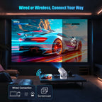Projector 4K 1080P Support, 290 ANSI Mini Projector Smart with 5W Soundbase Speaker for Movie Projection, HY300 Pro+ Grey